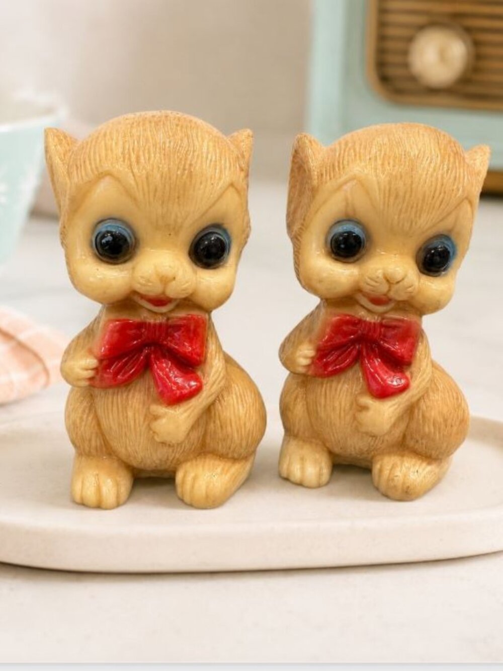 Vintage Big Eye Mouse Salt Pepper Shakers Napco Attributed MCM Kitsch